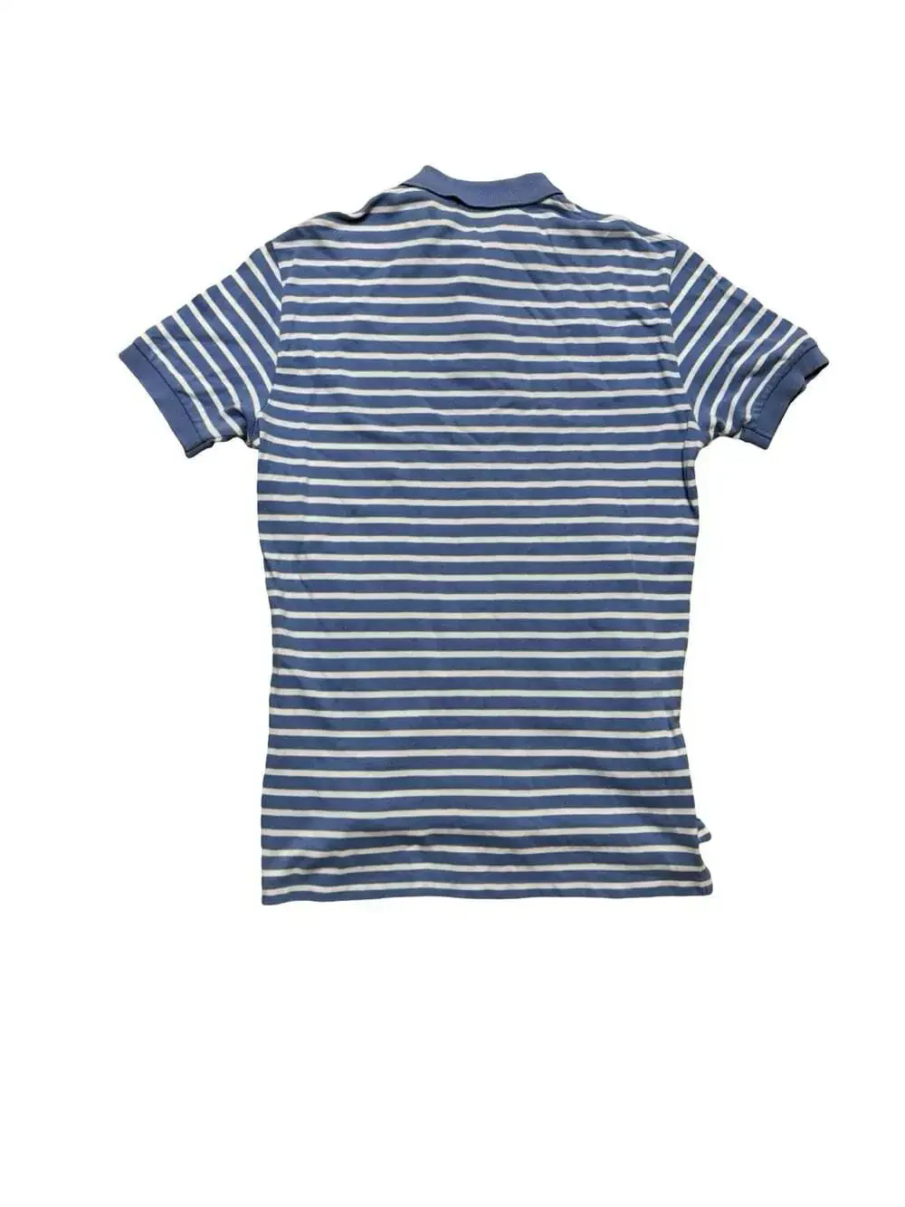Polo Ralph Lauren Men's Polo Shirt M Blue White Striped Cotton Embroidered